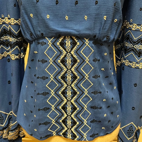 Hale Bob Hassina Embroidery Top in Blue, Size Small - Picture 9 of 16
